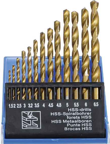 ESTUCHE 13 BROCAS ACERO HSS TITANIO ( Ø 1,5 - 6,5 MM.)