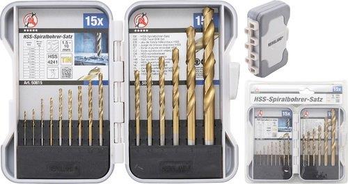 ESTUCHE 15 BROCAS EN ESPIRAL HSS-TITANIO NITRURADO (Ø1,5 - 10 MM.) PARA METAL