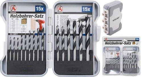 ESTUCHE 15 BROCAS  ACERO CON PUNTA CENTRADORA PARA MADERA ( Ø 3 - 10 MM.)