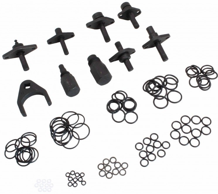 ESTUCHE DE 9 FALSOS REGULADORES PARA COMMON RAIL + 100 JUNTAS TORICAS PARA DIAGNOSTICO DEL SISTEMA DE COMMON RAIL