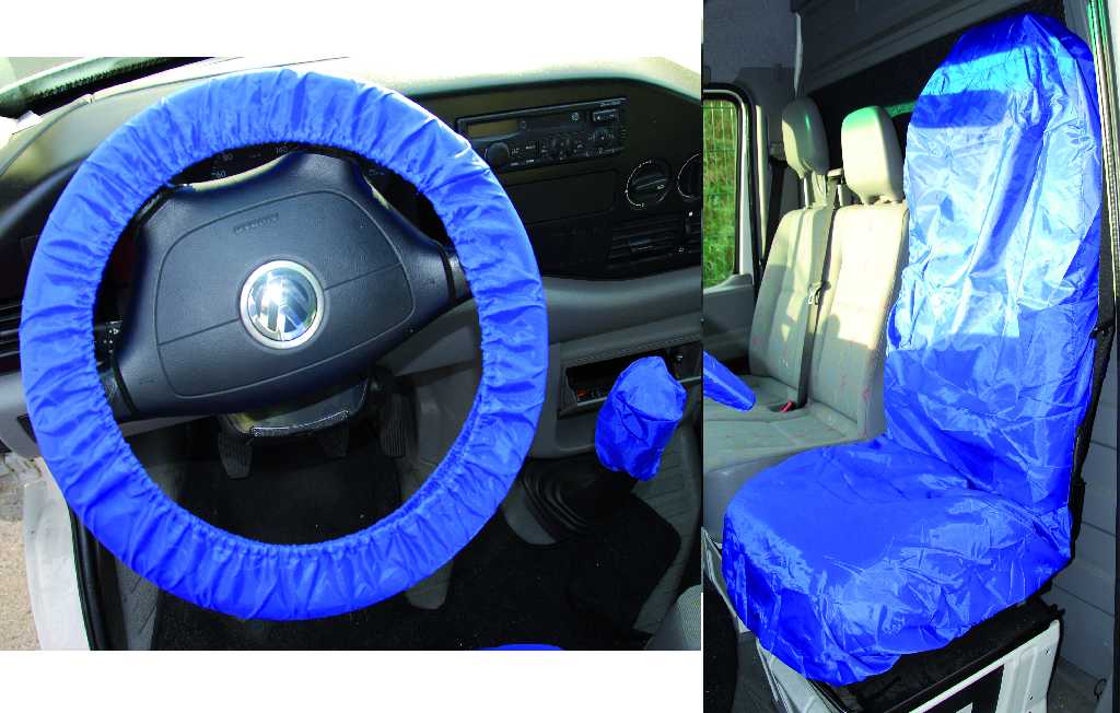 CONJUNTO CUBREVOLANTE + CUBREASIENTO + CUBREPOMO, POLIESTER