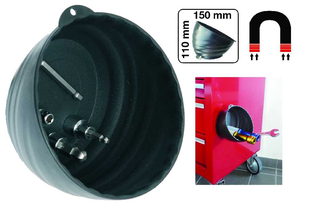 BANDEJA IMANTADA EN PLASTICO OVALADA CON BORDE ALTO, Ø 145 MM