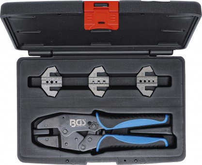 ESTUCHE DE ALICATE PRENSATERMINALES + 3 PARES DE MORDAZAS MC3/MC4/TYCO PARA CONEXIONES DE ENCHUFES DE PANELES SOLARES