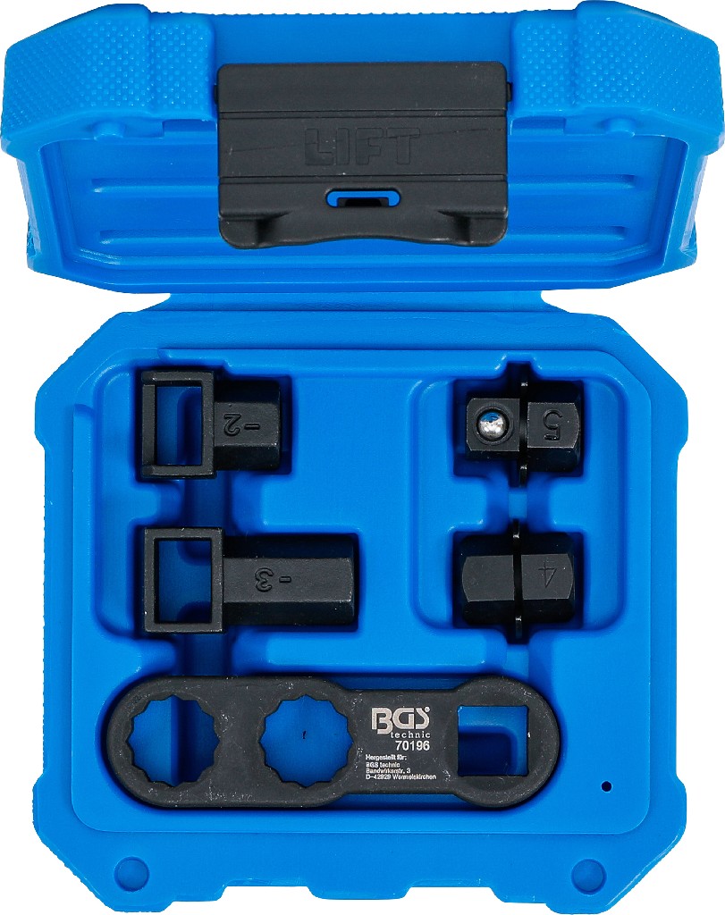 ESTUCHE 5 UTILES PARA  AJUSTE Y CONTROL DEL TENSOR DE CORREA  AUXILIAR DURANTE SU SUSTITUCIÓN EN GRUPO PSA - FORD - MAZDA - MINI - TOYOTA - VOLVO
