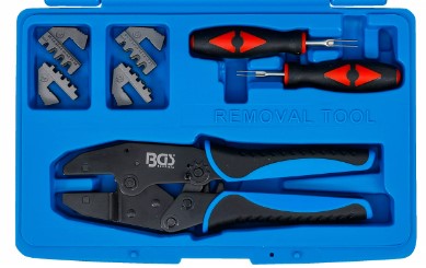 ESTUCHE DE ALICATE PRENSATERMINALES + 2 JUEGOS DE MORDAZAS + 2 DESTORNILADORES DE CLEMAS