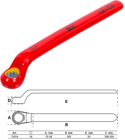 LLAVE ESTRELLA  ACODADA DE UNA BOCA BIHEX. CON AISLAMIENTO VDE HASTA 1.000 V. SEGÚN EN 60900/IEC 60900, 14 MM.
