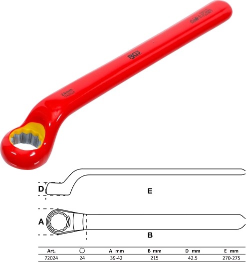 LLAVE ESTRELLA  ACODADA DE UNA BOCA BIHEX. CON AISLAMIENTO VDE HASTA 1.000 V. SEGÚN EN 60900/IEC 60900, 24 MM.