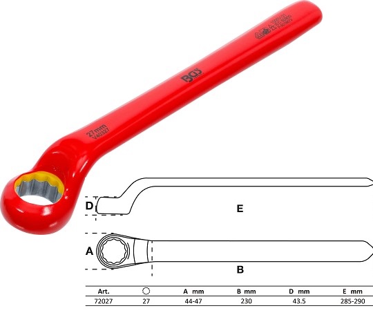 LLAVE ESTRELLA  ACODADA DE UNA BOCA BIHEX. CON AISLAMIENTO VDE HASTA 1.000 V. SEGÚN EN 60900/IEC 60900, 27 MM.