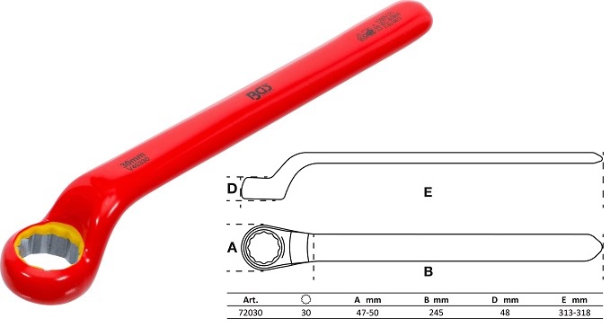 LLAVE ESTRELLA  ACODADA DE UNA BOCA BIHEX. CON AISLAMIENTO VDE HASTA 1.000 V. SEGÚN EN 60900/IEC 60900, 30 MM.