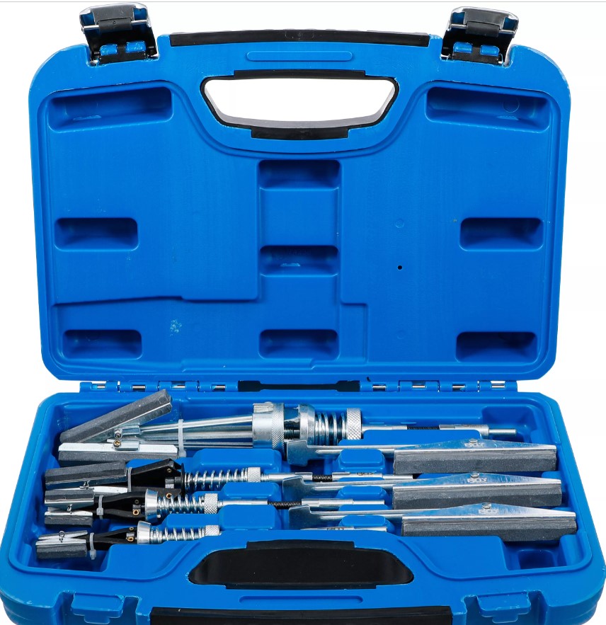 ESTUCHE DE 4 BRUÑIDORES/LAPEADORES (Ø 20-50 / Ø 26-65 / Ø 32-89 / Ø 51-165 MM) + 3 RECAMBIOS DE MUELAS 100 MM  (Ø 57-175 MM)