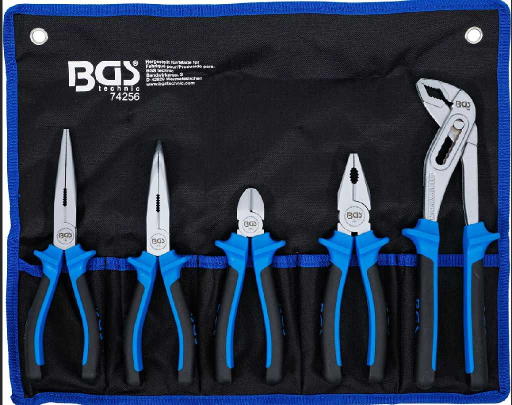 BOLSA DE 5 ALICATES MANGO BIMATERIA, TÜV-GS