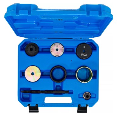 ESTUCHE DE 8 UTILES PARA SUSTITUCIÓN DE 2 CASQUILLOS DE GOMA DEL ENGRANAJE DEL DIFERENCIAL DEL EJE TRASERO | PARA BMW 5, 6, 7 (F01, F02, F04, F06, F07, F10-F13, F18)