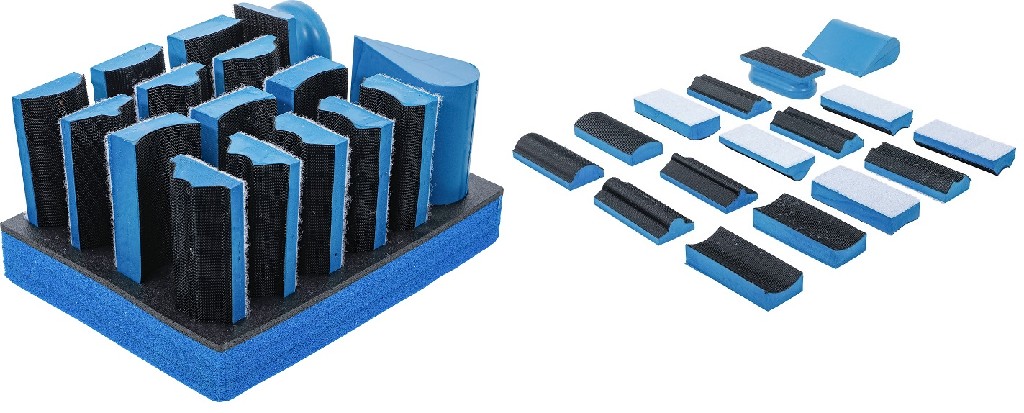 JUEGO DE 16 TACOS MULTIFORMA DE VELCRO PARA LIJADO