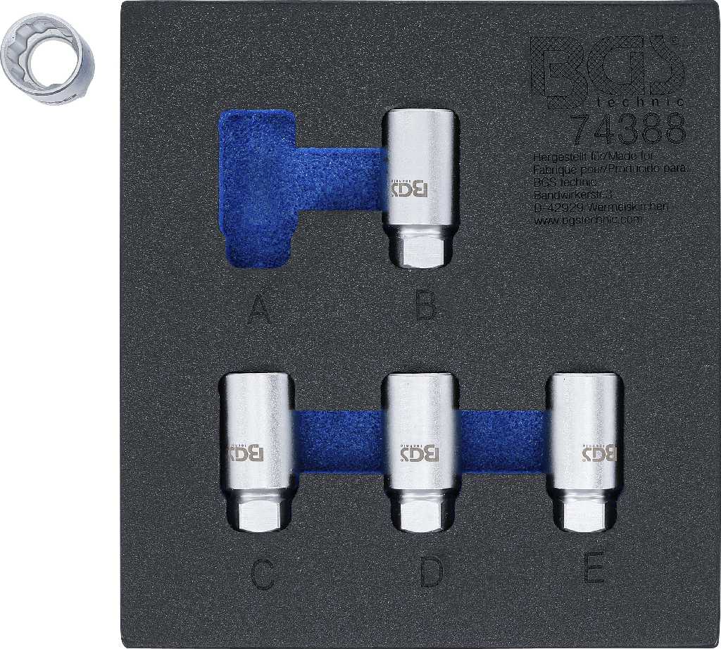BANDEJA 1/6 DE POLIFOAM DE 5 VASOS HEX.(21 MM) PARA SUSTITUCIÓN DE TORNILLOS ANTIRROBO DE LLANTAS TESLA , #A, #B, #C, #D, #E