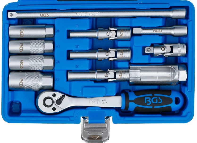 ESTUCHE 12 PCS PARA SUSTITUCIÓN DE BUJIAS 14 - 16 - 21 MM. Y CALENTADORES, M8 - M10 - M12