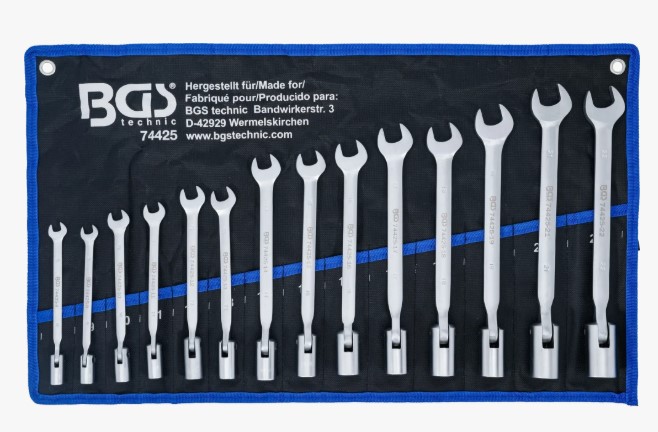 BOLSA 14 LLAVES COMBINADAS ARTICULADAS CON VASO BIHEX. (8 - 22 MM)