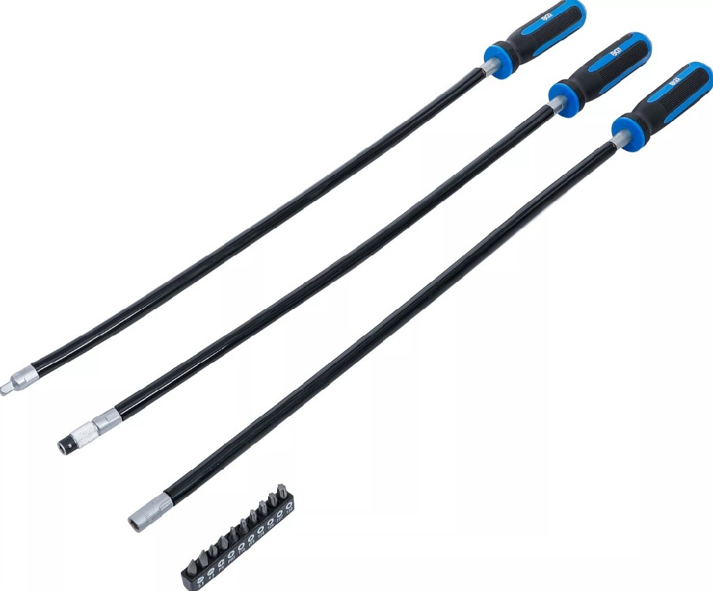 %  BLISTER 3 DESTORNILLADORES FLEXIBLES EXTRALARGOS (600 MM.) CON BOCA HEX. 7 MM, PORTAPUNTAS 1/4