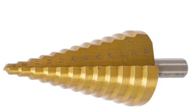 BROCA CONICA ESCALONADA, Ø 6 - 38 MM., RECUBIERTA DE TITANIO