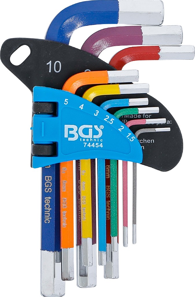%  BLISTER 9 LLAVES ACODADAS CORTAS ALLEN (1,5 - 10 MM) MULTICOLOR