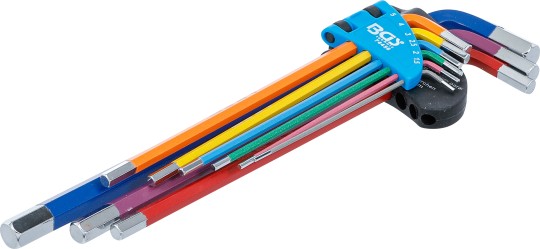BLISTER 9 LLAVES ACODADAS EXTRALARGAS ALLEN (1,5 - 10 MM) MULTICOLOR