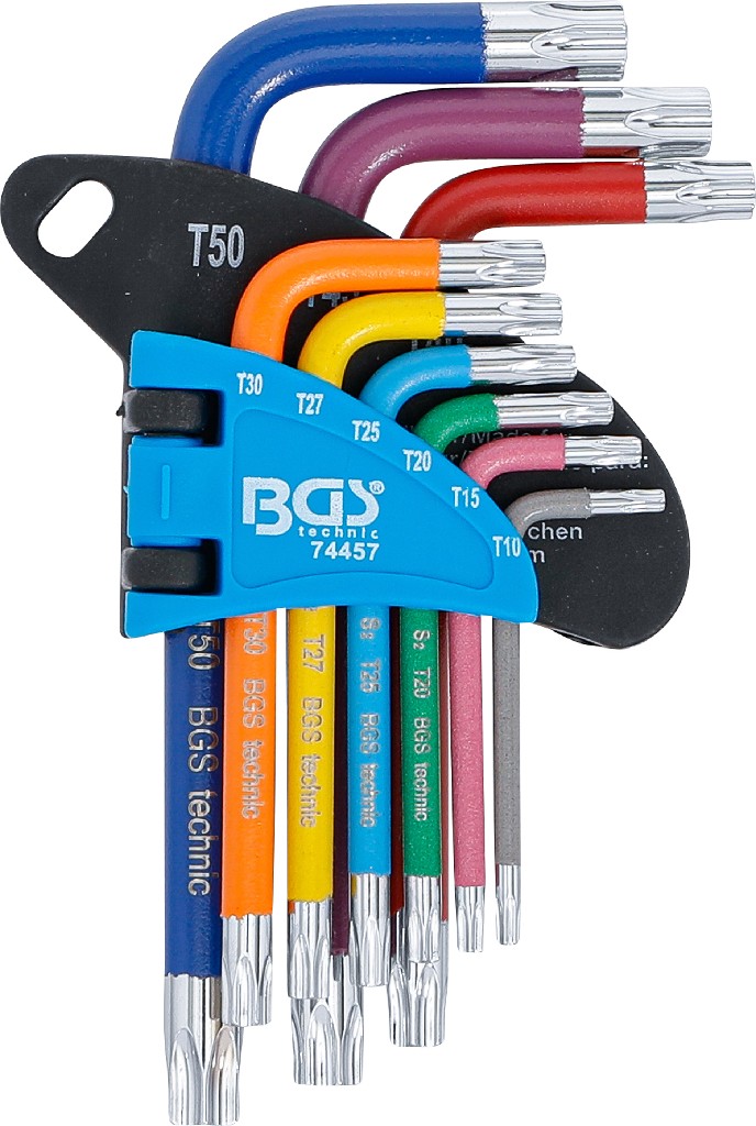 BLISTER 9 LLAVES ACODADAS CORTAS TORX (T10 - T50) MULTICOLOR