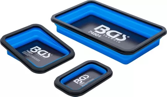 JUEGO DE 3 BANDEJAS MAGNÉTICAS PLEGABLES DE SILICONA RECTANGULARES | Ø 120 / 220 MM