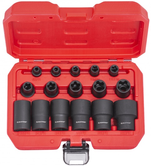 ESTUCHE 16 VASOS CORTOS DE IMPACTO | PERFIL EN TORX *TIPO E PLUS* | 1/4