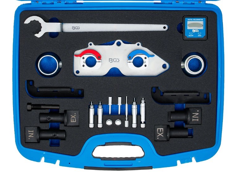 ESTUCHE 21 UTILES DE COMPROBACIÓN DEL ANGULO Y SINCRONIZACIÓN DE LA DISTRIBUCIÓN MOTOR GASOLINA GRUPO VAG 1.0 / 1.2 / 1.4 / 1.5 / 1.6 TS I- TFSI  4 CILINDROS