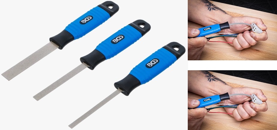 BLISTER 3 LIMAS FINAS PLANAS FLEXIBLES REVESTIDAS DE DIAMANTE, 200 MM