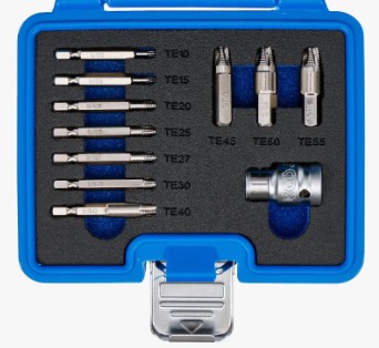 ESTUCHE 11 EXTRACTORES DE TORNILLOS DAÑADOS TORX 1/4