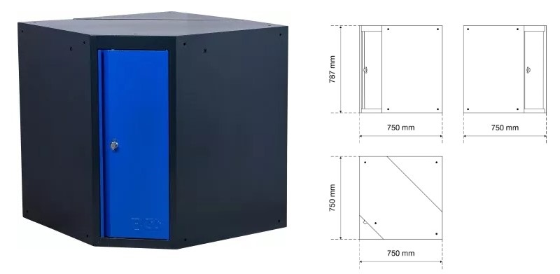> ARMARIO DE TALLER ESQUINERO CON UNA PUERTA, PARA SISTEMA MODULAR DE PARED