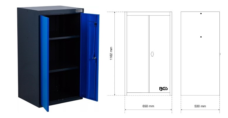 > ARMARIO DE TALLER DE 2 PUERTAS Y 2 ESTANTES, PARA SISTEMA MODULAR DE PARED