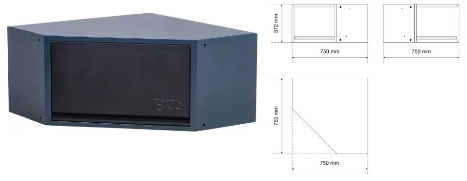 > ARMARIO COLGANTE DE TALLER ESQUINERO CON UNA PUERTA DE TAPA FRONTAL, PARA SISTEMA MODULAR DE PARED
