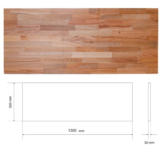 > ENCIMERA DE MADERA MACIZA | 1300 X 550 X 30 MM, PARA SISTEMA MODULAR DE PARED