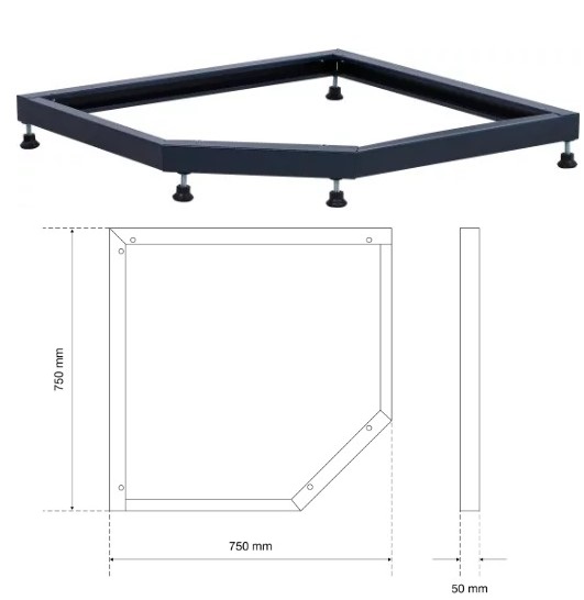 > BASE ESQUINERA PARA CAJONERAS Y ARMARIOS DE TALLER | ALTURA AJUSTABLE | 750 X 750 X 50 MM, PARA SISTEMA MODULAR DE PARED