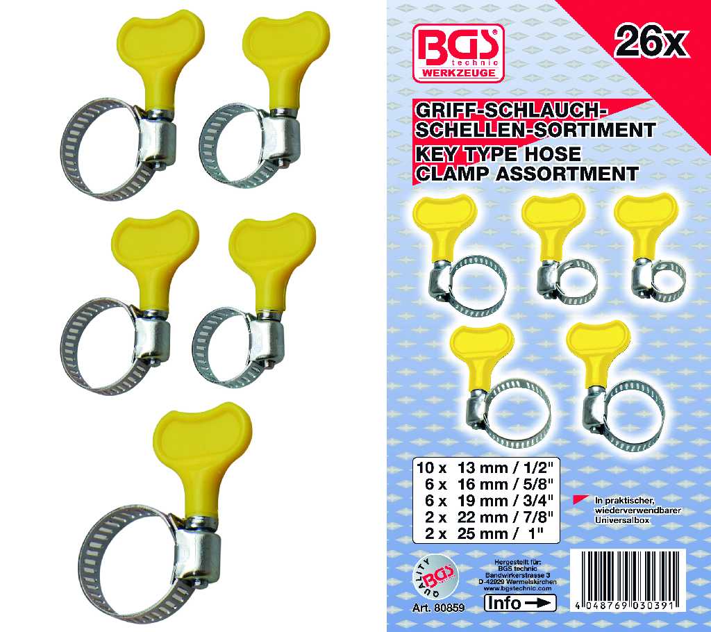 ESTUCHE 26 ABRAZADERAS DE PALOMILLA ( Ø 13 - 25 MM)