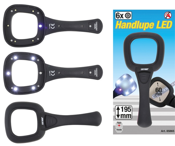 LUPA X4 AUMENTOS CON LUZ E IMAN (  Ø 60 X 195 MM.)