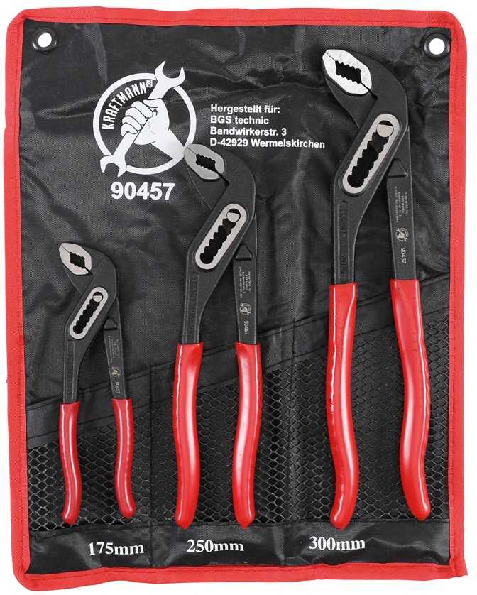 BOLSA DE 3 ALICATES PICO-PATO AJUSTABLES, DIN 5231, 175 - 240 - 300 MM