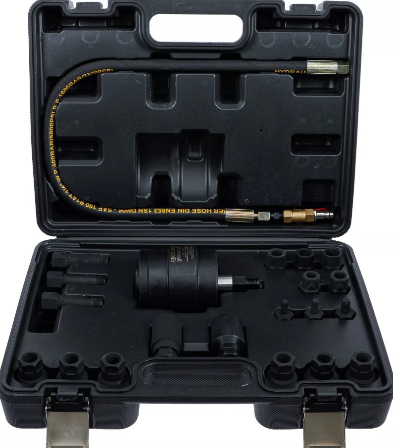 ESTUCHE EXTRACTOR NEUMÁTICO DE INYECTORES UNIVERSAL+ 19 HUSILLOS DE TRACCIÓN (M8 - M19) + MANGUERA