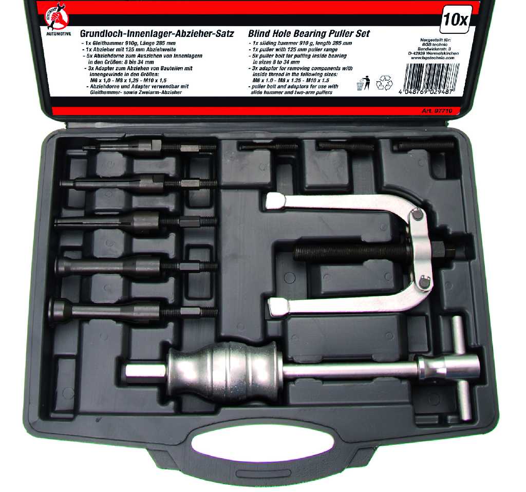 ESTUCHE 10 PCS EXTRACCION RODAMIENTOS INTERIORES (8 - 34 MM)