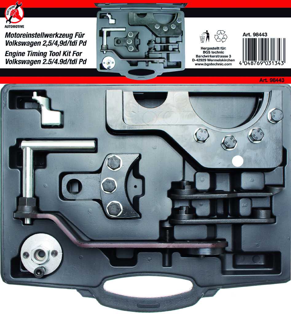 % ESTUCHE 8 UTILES BLOQUEO DISTRIBUCIÓN MOTORES DIESEL GRUPO VAG 2.5TDI / 4.9 TDI/BOQUILLA BOMBA INYECTORA TDI, KRAFTMANN