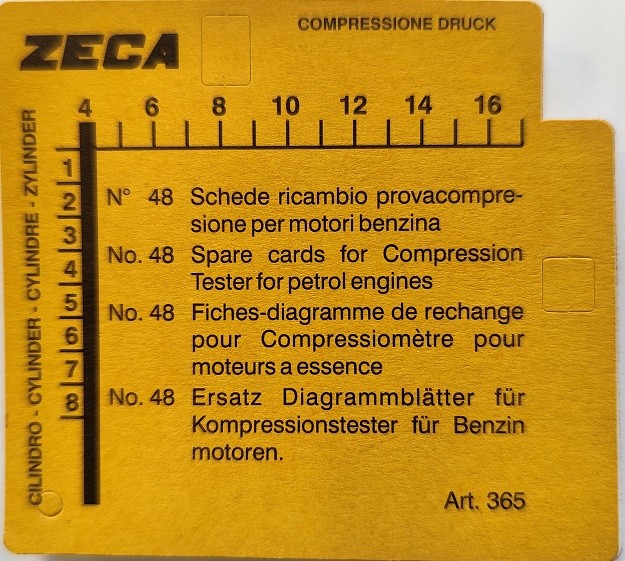 %  PAQUETE 50 TARJETAS DE REPUESTO 8-40 BAR DE COMPRESIMETRO GASOLINA - ZECA