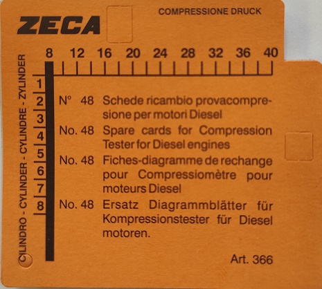 %  PAQUETE 50 TARJETAS DE REPUESTO 8-40 BAR DE COMPRESIMETRO DIESEL - ZECA