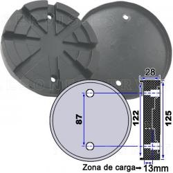 PLATO DE GOMA PARA PLATAFORMAS ELEVADORAS , Ø 125 MM X 122 MM. X 28 MM.