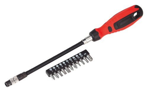 % @ BLISTER DESTORNILLADOR FLEXIBLE + 10 PUNTAS PLANAS(4-5-6 MM),CRUZ(PH1-PH2),POZIDRIV(PZ1-PZ2), TORX(T10-T15-T20) Y ADAPTADOR 1/4