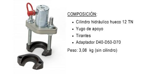 > ESTUCHE 3 UTILES DE EXTRACCIÓN HIDRAÚLICO CON CILINDRO HUECO 12 TN. PARA ROTULAS DE DIRECCIÓN Y DE BIELAS DE CAJA DE DIRECCIÓN/TRANSMISIÓN
