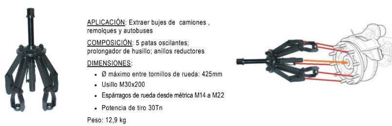 > EXTRACTOR UNIVERSAL DE BUJES INDUSTRIAL, MAX. Ø 425 MM. DE TORNILLO DE RUEDA