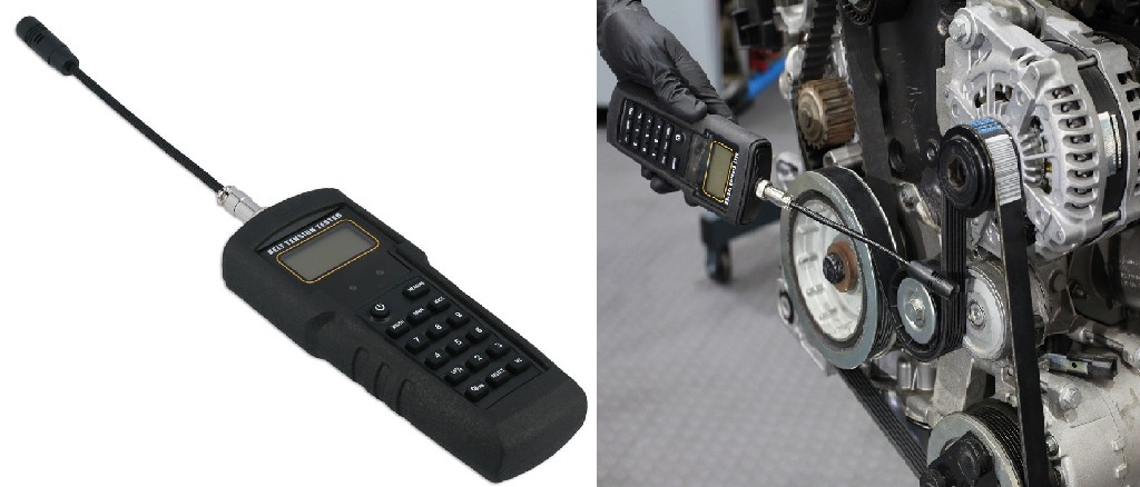 COMPROBADOR SÓNICO DE TENSIÓN DE CORREAS DE DISTRIBUCION DENTADAS Y EN *V* ( 10 - 600 HZ.)
