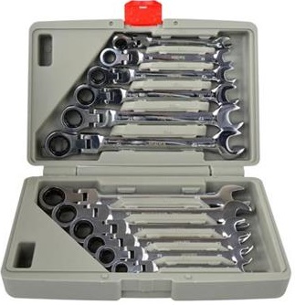 ESTUCHE 12 LLAVES COMBINADAS DE CARRACA 72 D. ARTICULADAS 180º (8 - 19 MM.)