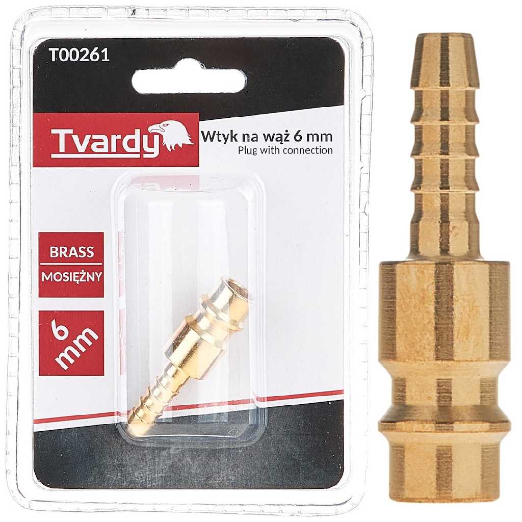 BLISTER DE 10 RACORD DE LATON CON ESPIGA PARA MANGUERA DE 6 MM.